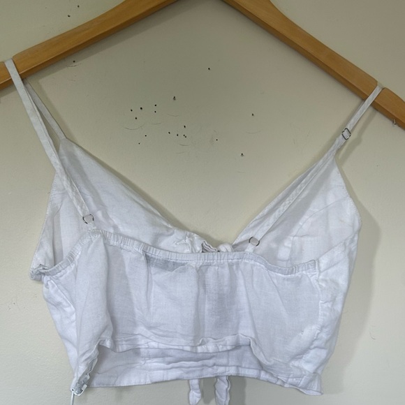 White Cottage Core Front Tie Crop Top White - Picture 12 of 13